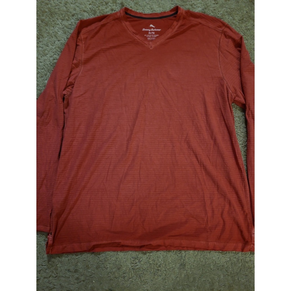 Tommy Bahama T-Shirt Mens Large XL  V-Neck Cotton Stretch Classic Ribbed